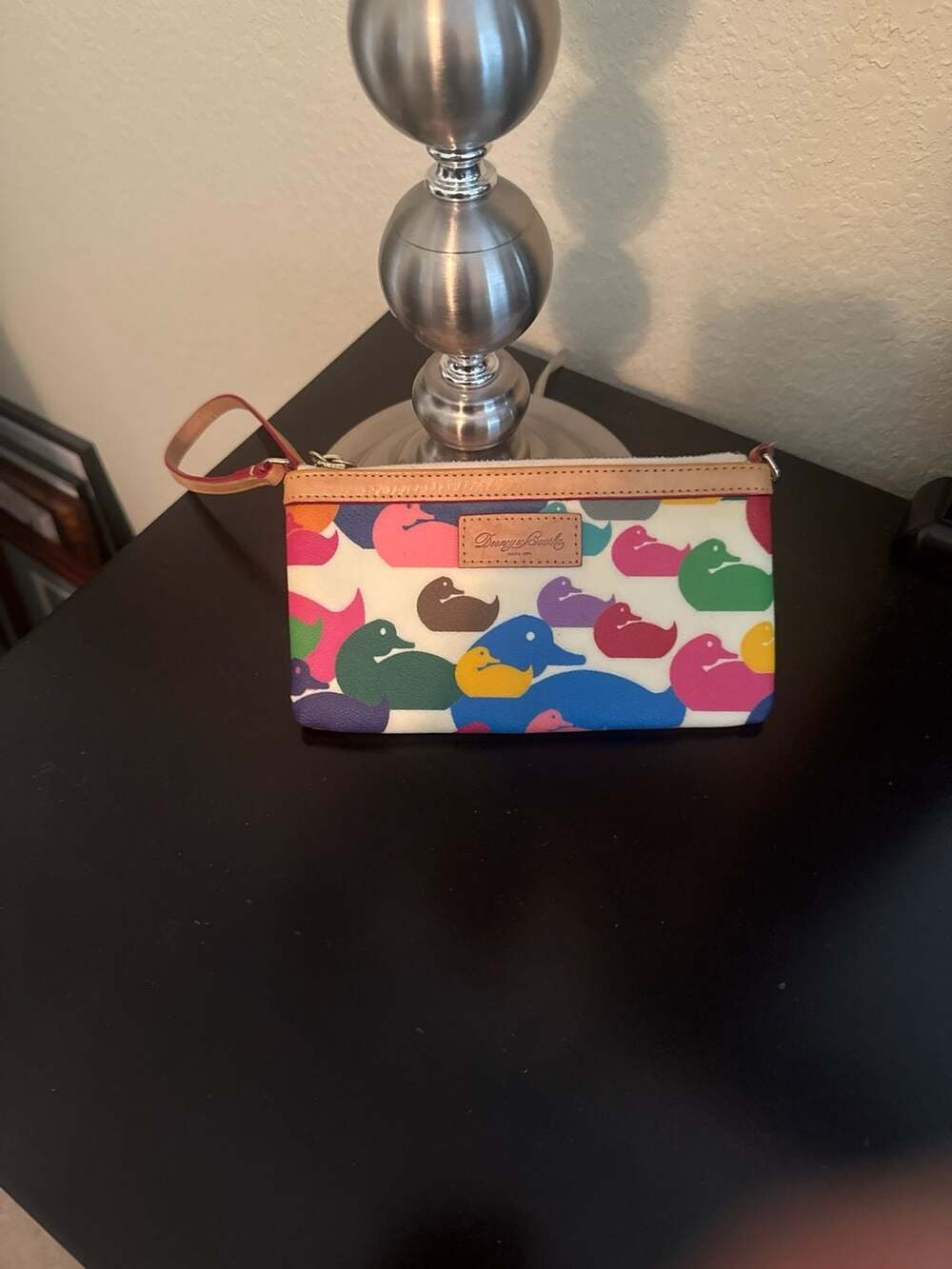 Dooney & Bourke Multi Rainbow Duck Print Slim Wristlet